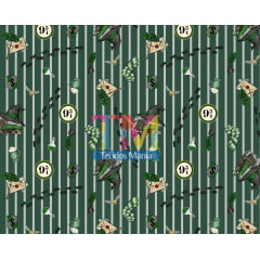 Tecido Oxford Estampa Digital - Harry Potter - Sonserina Listrado Tecido Oxford Estampa Digital - Harry Potter - Sonserina Listrado