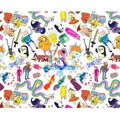 Tecido Oxford Estampa Digital - Hora De Aventura - Fundo Branco