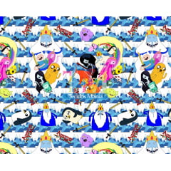 Tecido Oxford Estampa Digital - Hora De Aventura - Gelo