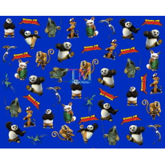 Tecido Oxford Estampa Digital - Kung Fu Panda - Fundo Azul