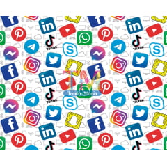 Tecido Oxford Estampa Digital - Logo Rede Social - Fundo Branco