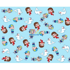 Tecido Oxford Estampa Digital - Luccas Neto - Fundo Azul