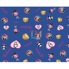 Tecido Oxford Estampa Digital - Luluca - Fundo Azul