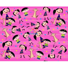 Tecido Oxford Estampa Digital - Luna - Fundo Rosa