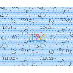 Tecido Oxford Estampa Digital - Medicina Love - Fundo Azul
