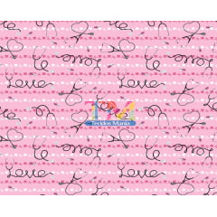 Tecido Oxford Estampa Digital - Medicina Love - Fundo Rosa