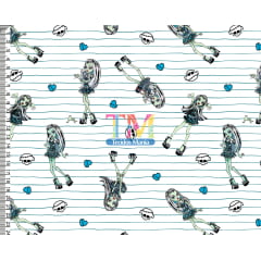 Tecido Oxford Estampa Digital - Monster High - Frankie Stein - Fundo branco