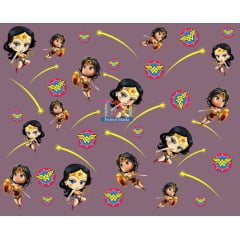 Tecido Oxford Estampa Digital - Mulher Maravilha Funko - Fundo Roxo