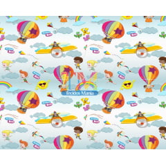 Tecido Oxford Estampa Digital - Mundo Bita - Céu - Fundo Azul