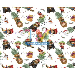Tecido Oxford Estampa Digital - Natal Harry Potter - Fundo Branco Tecido Oxford Estampa Digital - Natal Harry Potter - Fundo Branco