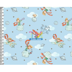 Tecido Oxford Estampa Digital - O Pequeno Príncipe - Nuvens - Fundo Azul