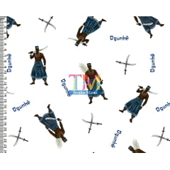 Tecido Oxford Estampa Digital - Ogum - espada - fundo branco Tecido Oxford Estampa Digital - Ogum - espada - fundo branco