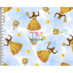 Tecido Oxford Estampa Digital - Oxum - Espelho - Fundo azul Tecido Oxford Estampa Digital - Oxum - Espelho - Fundo azul