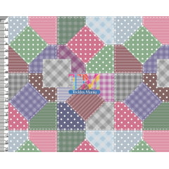 Tecido Oxford Estampa Digital - Patchwork - Retalhos Coloridos