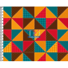 Tecido Oxford Estampa Digital - Patchwork - Triângulo