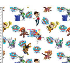 Tecido Oxford Estampa Digital - Patrulha canina - Amigos - Fundo Branco