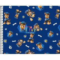 Tecido Oxford Estampa Digital - Patrulha Canina - Chase - Fundo Azul Marinho Tecido Oxford Estampa Digital - Patrulha Canina - Chase - Fundo Azul Marinho