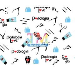 Tecido Oxford Estampa Digital - Podologia - Fundo Branco