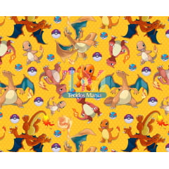 Tecido Oxford Estampa Digital - Pokémon - Evolução Charmander