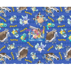 Tecido Oxford Estampa Digital - Pokémon - Evolução Squirtle