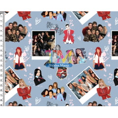 Tecido Oxford Estampa Digital - Rebelde - RBD - Fundo Azul