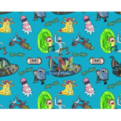 Tecido Oxford Estampa Digital - Rick e Morty - Fundo Azul