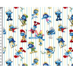 Tecido Oxford Estampa Digital - Smurf - Bolinhas