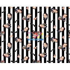 Tecido Oxford Estampa Digital - Wandinha - Fundo Listrado