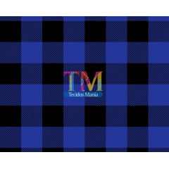 Tecido Oxford Estampa Digital - Xadrez - Azul Com Preto
