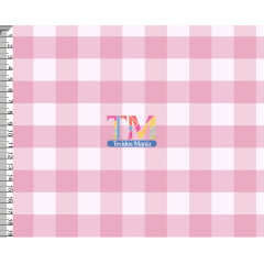 Tecido Oxford Estampa Digital - Xadrez - Branco Com Rosa - Barbie