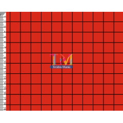 Tecido Oxford Estampa Digital - Xadrez - Grid - Vermelho e Preto