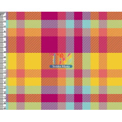 Tecido Oxford Estampa Digital - Xadrez - Tartan - Amarelo Com Rosa
