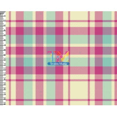 Tecido Oxford Estampa Digital - Xadrez - Tartan - Pink Com Verde