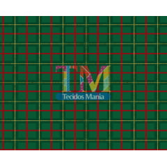 Tecido Oxford Estampa Digital - Xadrez - Verde Com Dourado