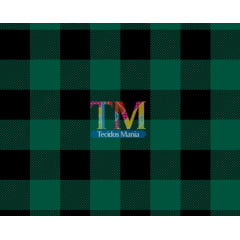 Tecido Oxford Estampa Digital - Xadrez - Verde Com Preto