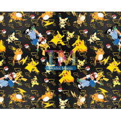 Tecido tricoline, microfibra ou gabardine estampado - Pokémon - Evolução Pikachu