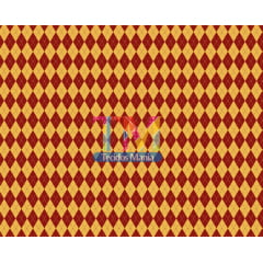 Tecido tricoline, microfibra ou gabardine estampado - Harry Potter - Xadrez - amarelo com bordo