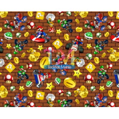 Tecido tricoline, microfibra ou gabardine estampado - Mario Bros - Kart