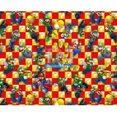 Tecido tricoline, microfibra ou gabardine estampado - Mario Bros - Luigi