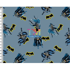 Tecido tricoline, microfibra ou gabardine estampado - Batman - fundo azul