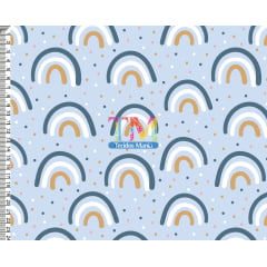 Sintético doll estampado - Arco iris - aquarela - fundo azul