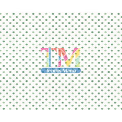 Sintético doll estampado - Bolinha - aquarela - branco com verde