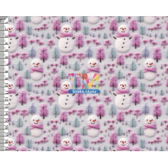 Sintético doll estampado - Boneco de Neve Rosa - 3D