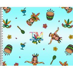 Sintético doll estampado - Carnaval - Desfile - Fundo Azul