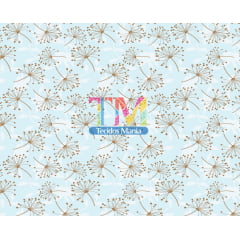 Sintético doll estampado - Dente de leão - fundo azul bebê