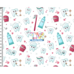 Sintético doll estampado - Dentista - Dentes - Fundo branco