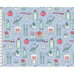 Sintético doll estampado - Dentista - Fundo azul