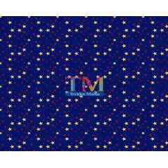 Sintético doll estampado - Estrelas circo - Fundo azul
