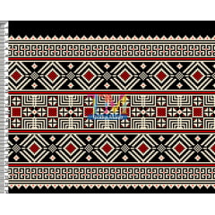 Sintético doll estampado - Étnico - Geométrico - preto e vermelho Sintético doll estampado - Étnico - Geométrico - preto e vermelho