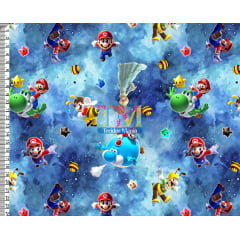 Sintético doll estampado - Festa Junina - Mario Bros - Galáxia - Fundo Universo